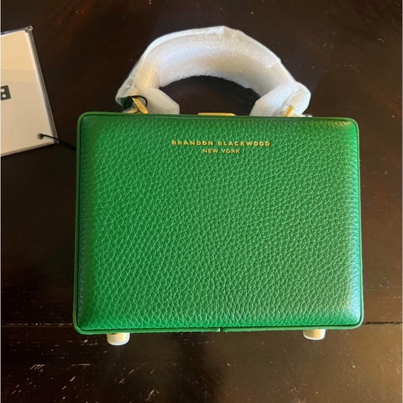 Brandon Blackwood Mini Kendrick Trunk- True Green Leather W/ Brass Hardware - Picture 3 of 8